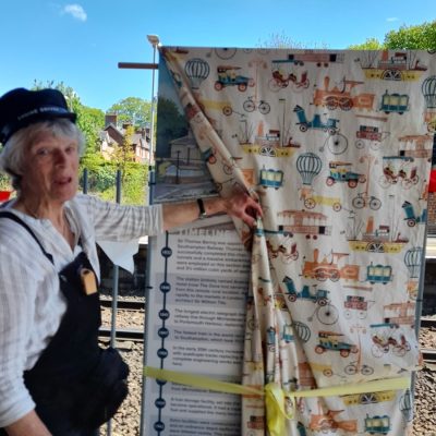 a sneak preview of information board at Micheldever Station, part of the commemorative celebrations. Image credit HAT