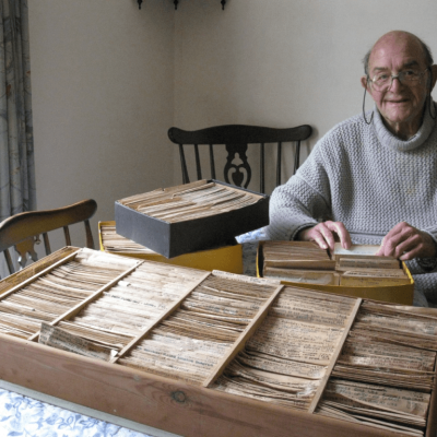 Don Eades with the photographic negative collection (credit: David Jeffery)as a.1