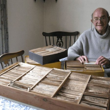 Don Eades with the photographic negative collection (credit: David Jeffery)as a.1