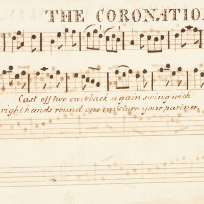 Richard Pyle tunebook, with a dance tune and instructions for dance steps